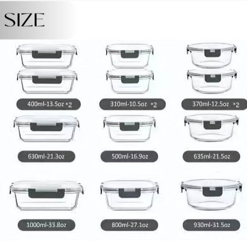 12-Piece Glass Food Storage Containers Set With Airtight Lids